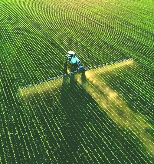 sprayer equipment working in field